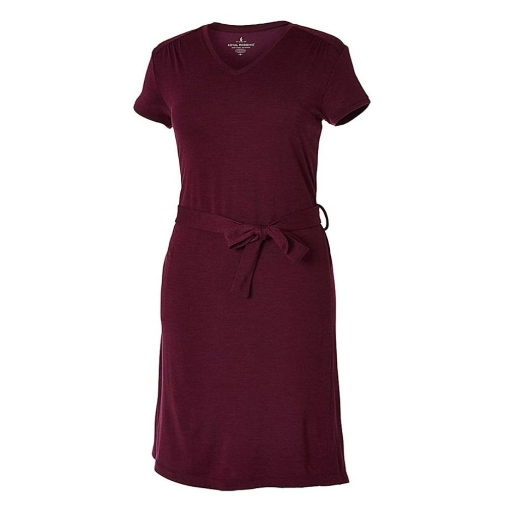 Royal Robbins Women's Merino Lux Dress Large Plum Wine Zipper Pocket Casual